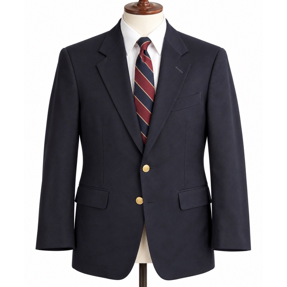 Hickey Freeman Neiman Marcus Navy Wool Blazer Gold Buttons Mens 40R USA